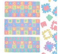 FREEBLOSS 108pcs Miniature Foam Flooring Alphabet Floor Tiles Mini Interlocking EVA Floor Mats Dollhouse Miniature Flooring Mat for Doll House Decor(Random Color, 1.8x1.8inch)
