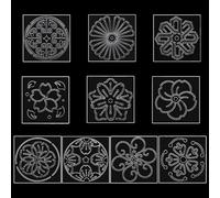 FREEBLOSS 10pc Sashiko Acrylic Stencils - 4.7*4.7in, Classic Japanese Patterns for Hand Quilting & Embroidery