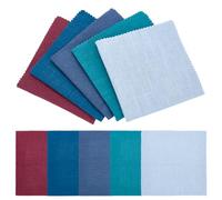 FREEBLOSS 10PCS 10.4"x 10.4" Hand-Dyed Sashiko Fabric 100% Natural Ramie Needlework Fabric Squares for Quilting Supplies, Patchwork, Sewing, Home Decor with 5 Solid Colors