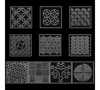 FREEBLOSS 10pcs Acrylic Sashiko Stencils (4.7*4.7'')