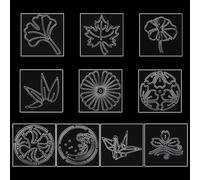 FREEBLOSS 10pcs Acrylic Sashiko Stencils - 4.7*4.7in, Classic Japanese Patterns for Hand Quilting & Embroidery