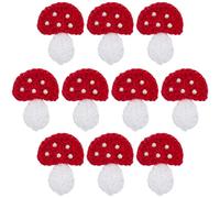 FREEBLOSS 10Pcs Crochet Mushroom Applique Handmade Crocheted Mushroom Embellishments Mushroom Sew On Patches Crochet Knitted Handmade Applique for Clothes, Bags, Hats or Arts Crafts DIY Decor