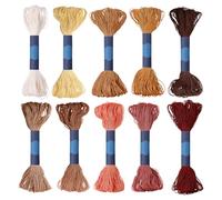 FREEBLOSS 10pcs Sashiko Thread 100% Cotton 10 * 25m(27yds) Japanese Embroidery Sashiko Threads for Hand Sewing Thick Cotton Thread for Quilting Hand Sewing Embroidery Supplies, Brown