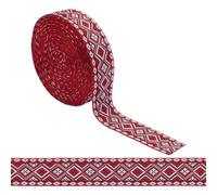 FREEBLOSS 11 Yards Jacquard Ribbon Trim Embroidery Sewing Tape Embroidered Trim Red Ribbons 3.3cm Wide Embroidery Trim for DIY Sewing Crafts Woven Ribbon Sewing Ribbon for DIY Craft