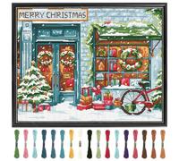 FREEBLOSS 11CT Christmas Printed Cross Stitch Kits Stamped Embroidery Kits with Instruction Wall Hanging Kit for Needlepoint Adults Wall Art Decoration 16x20in/40x50cm