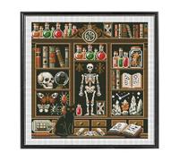 FREEBLOSS 11CT Cross Stitch Kit Stamped Cross Stitch Wall Painting Kit with Stitching Guide for Beginners Gothic Cabinet Pattern Embroidery Set Crossstitch Wall Hanging Set 17.7 * 17.7 inch
