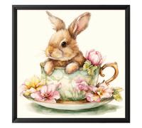FREEBLOSS 11CT Cross Stitch Kits Cute Bunny Stamped Cross Stitch Wall Painting Craft Kit Full Range of Embroidery Starter Kits for Adult Beginners with Instruction 17.7 x 17.7