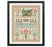 FREEBLOSS 11CT Stamped Cross Stitch Kits Folk Art House Pattern Cross Stitch Wall Painting Kit Embroidery Needlepoint Set for Beginners Adults 40x50cm/15.7x19.7inch