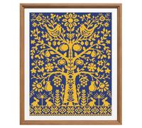 FREEBLOSS 11CT Stamped Cross Stitch Kits Folk Art Tree Pattern Cross Stitch Wall Painting Kit Embroidery Needlepoint Set for Beginners Adults 40x50cm/15.7x19.7inch
