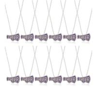 FREEBLOSS 12 Pcs Cheer Necklaces Purple Rhinestone Bell Cheerleader Necklace Adjustable Chain Necklaces for Cheerleading Coach Gift, 17.7" Long with 2" Extension Chain