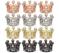 FREEBLOSS 12 Pcs Dollhouse Mini Crown Metal Mini Doll Crown 4 Colors Tiny Miniature Crowns with Stars Princess Cake Topper Dolls Headwear Accessories 0.43 * 0.28"(Gold/Silver/Rose Gold/Black)