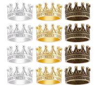 FREEBLOSS 12 Pcs Dollhouse Mini Crown Metal Mini Doll Crown Gold&Silver&Copper Tiny Miniature Crown Mini Gold Crown Mini Alloy Crown Princess Cake Topper Dolls Headwear Accessories