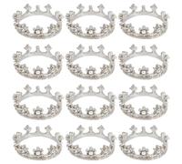 FREEBLOSS 12 Pcs Dollhouse Mini Crown Metal Mini Doll Crown Silver Tiny Miniature Crowns with Stars Princess Cake Topper Dolls Headwear Accessories 0.8 * 0.2''