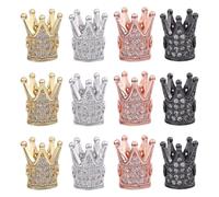 FREEBLOSS 12 Pcs Dollhouse Mini Crown Metal Mini Doll Crown Tiny Miniature Crowns for Princess Cake Topper Dolls Headwear Accessories 1.2x0.8cm/0.5x0.3 Gold&Silver&Rose Gold&Black