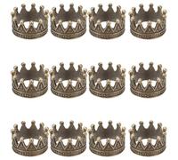 FREEBLOSS 12 Pcs Dollhouse Mini Crown Metal Mini Doll Crown Tiny Miniature Crowns for Princess Cake Topper Dolls Headwear Accessories 1 * 0.5" Vintage Copper