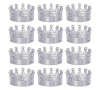 FREEBLOSS 12 Pcs Dollhouse Mini Crown Metal Mini Doll Crown Tiny Miniature Crowns for Princess Cake Topper Dolls Headwear Accessories 2.5x1.3cm/1x0.5 Silver