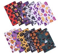 FREEBLOSS 12 PCS Halloween Fabric Bundles15.8 x 19.7" Pumpkin Monster Printed Quilting Fabric for DIY Halloween Decor, Purple Black Orange Green