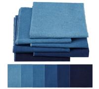 FREEBLOSS 12 Pcs Sashiko Fabric Sashiko Mending Kit Patchwork Precut Cotton Fabric for Sewing Quilting Supplies Blue Theme 6 Colors Square Fabrics, 11.8" x 11.8"