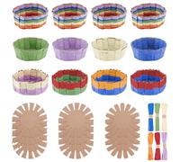 FREEBLOSS 12 Set Basket Making Kit Creative Raffia Basket with Instruction Easter Basket Making Kit Basket Weaving Supplies for Adults Creative Woven Bowl Kits for Easter Activities 8 * 8'' Template