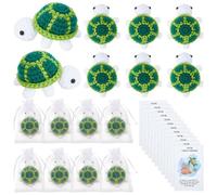 FREEBLOSS 12 Set Crochet Turtle Gifts Mini Handmade Turtle Cute Crochet Knitted Turtles Surprise Gift with Oganza Gift Bags and Inspirational Cards for Party Favors Home Desktop Decorations