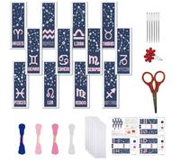 FREEBLOSS 12 Set Cross Stitch Bookmark Kit for Beginner Twelve Zodiac Sign Cross Stitch Bookmarks DIY Stamped Embroidery Bookmark Kit Cross Stitch Projects for Book Lovers