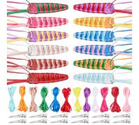 FREEBLOSS 12 Set DIY Ribbon Barette KitGrosgrain Ribbon Barrette Set Drop Shaped DIY Hair Clips Kit Retro Ribbon Barrettes Making Kit Ribbon Hair Accessories for Girls Instructions Included