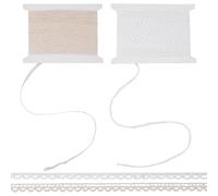 FREEBLOSS 12 Yards Tiny Lace Trim 3/16" Wide Lace Trim for Doll Clothes Cotton Trims By The Yard for DIY Sewing Crafts Beige and White (6 Yards/Color)