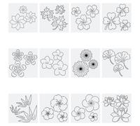 FREEBLOSS 12Pcs Plastic Sashiko Stencil Kit Flower Sashiko Pattern Template Embroidery Pattern for Hand Quilting Sashiko Patterns Templates Embroidery Stencils 14x14cm
