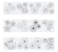 FREEBLOSS 12Pcs Plastic Sashiko Stencil Kit Flower Sashiko Pattern Template Embroidery Pattern for Hand Quilting Sashiko Patterns Templates Embroidery Stencils 14x14cm