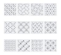 FREEBLOSS 12Pcs Plastic Sashiko Stencils, 14x14cm Drawing Line Template for Hand Quilting Sashiko Patterns Templates Embroidery Stencils for Hand Sewing Lovers