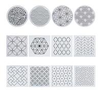FREEBLOSS 12Pcs Plastic Sashiko Stencils, Drawing Line Template for Hand Quilting Traditional Sashiko Patterns PET Templates Embroidery Stencils for Hand Sewing Lovers 15CM