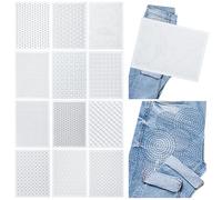 FREEBLOSS 12Pcs Sashiko Embroidery Pattern Water Soluble Embroidery Transfer Patterns Stencils Stick and Stitch Embroidery Paper Sashiko Template for Sewing Hand Quilting and Embroidery 29.7×21cm
