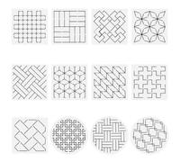 FREEBLOSS 12Pcs Sashiko PET Stencils Sashiko Template Basic Line Template for Hand Quilting Japanese Patterns Templates Embroidery Stencils 5.5 * 5.5''