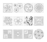 FREEBLOSS 12Pcs Sashiko PET Stencils Sashiko Template Template for Hand Quilting Basic Line Japanese Patterns Templates Embroidery Stencils 5.5 * 5.5''