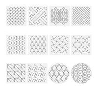 FREEBLOSS 12Pcs Sashiko PET Stencils Sashiko Template Template for Hand Quilting Basic Line Japanese Geometric Patterns Templates Embroidery Stencils 5.5 * 5.5''