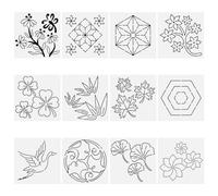 FREEBLOSS 12Pcs Sashiko PET Stencils Sashiko Template Template for Hand Quilting Japanese Geometric Patterns Templates Embroidery Stencils 5.5 * 5.5''