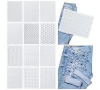 FREEBLOSS 12Pcs Sashiko Water Soluble Embroidery Stabilizers Embroidery Stabilizer Adhesive Stick and Wash Away Embroidery Stabilizer Embroidery Transfer Patterns Sashiko Template for Sewing A4 Size