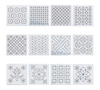 FREEBLOSS 14x14cm Sashiko Stencils - Acrylic Embroidery Patterns for Hand Quilting and Drawing