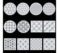 FREEBLOSS 14x14cm Sashiko Stencils Acrylic Embroidery Patterns Sashiko Template for Hand Quilting