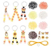 FREEBLOSS 150+pcs Bee Theme Beaded Keychain Kit Acrylic Beads for Keychain Making Bag Charm Kit Art Crafts for Beginners Beads for Necklace Jewelry Making
