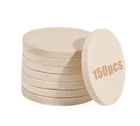 FREEBLOSS 150pcs 2" Unfinished Wood Circles Thick Wooden Slices for Crafts Blank Round Wood Coins Bulk for DIY Painting, Wooden Discs Cutout Chips for Arts Projects Home Decor, 0.2" Thick