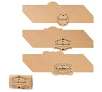 FREEBLOSS 150pcs Handmade Soap Labels 2x8.7 inch Brown Handmade Soap Wrap Tags Kraft Soap Cover 3 Styles Soaps Sleeve for Soaps Making Supplies and Packaging