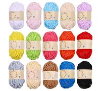 FREEBLOSS 15pcs Skinny Chenille Yarn Pure Polyester Ultra Soft Thick Bulky Yarn 15 Colors for Crocheting Hand Knitting Scarves Crafts