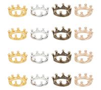 FREEBLOSS 16 Pcs Dollhouse Mini Crown Metal Mini Doll Crown Tiny Miniature Crowns for Princess Cake Topper Dolls Headwear Accessories 0.67 * 0.24" Gold&Silver&Rose Gold&Copper