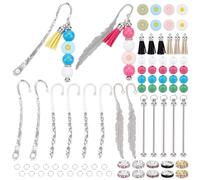 FREEBLOSS 166pcs Beadable Bookmarks Kit DIY Metal Daisy Bar Bookmarks Beaded Bookmarks 8 Set DIY Bookmark Kit Silicon Daisy Rhinestone Wood Beads Bookmark Making Kit for Gift Supplies