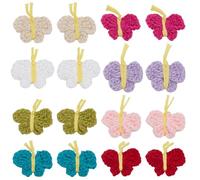 FREEBLOSS 16Pcs Crochet Butterfly Applique Handmade Crocheted Butterfly Embellishments Butterfly Sew On Patches Crochet Knitted Handmade Applique for Clothes, Bags, Hats or Arts Crafts DIY Decor