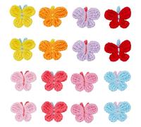 FREEBLOSS 16Pcs Crochet Butterfly Applique Sew On Patches Crochet Butterfly Embellishments Appliques Decorative Knitted Handmade Applique for Clothes, Bags, Hats or Arts Crafts DIY Decor