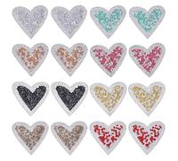 FREEBLOSS 16PCS Heart Rhinestone Patches DIY Iron on Patch Rhinestone Heart Shape Applique Crystal Adhesive Patch for Clothes Bag Pants Hat Decoration Mixed Color