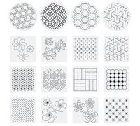 FREEBLOSS 16Pcs Sashiko Stencil Set PET Sashiko Templates Square Embroidery Pattern Stencil Geometric Sashiko Pattern Template for Hand Quilting and Embroidery 14x14cm