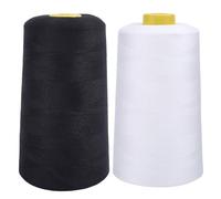 FREEBLOSS 2 Cones Black & White Sewing Thread 40S/2 18000 Yard Spool Serger Polyester Thread for Sewing Machine Hand Stitching and Quilting Supplies